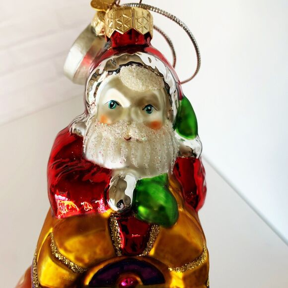 Department 56 Santa Juke Box Radio Blown Glass Christmas Ornament 7" - Picture 5 of 6